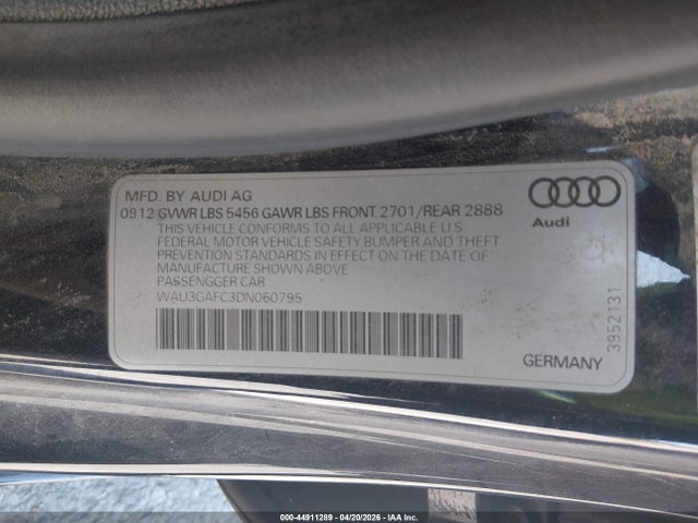 Aukcja sprzedaży 2013 Audi A7 3.0t Premium, vin: WAU3GAFC3DN060795, numer aukcji: 44911289