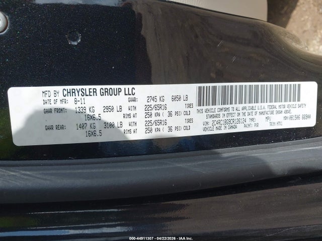 Auction sale of the 2012 Chrysler Town & Country Touring, vin: 2C4RC1BG9CR126124, lot number: 44911307