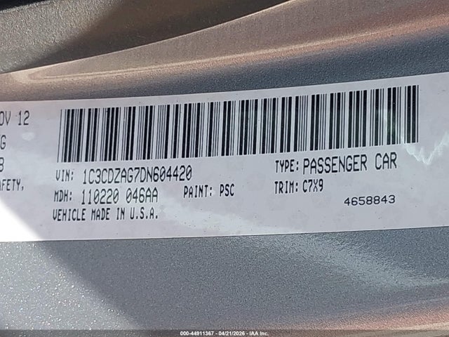 Aukcja sprzedaży 2013 Dodge Avenger Se V6, vin: 1C3CDZAG7DN604420, numer aukcji: 44911367