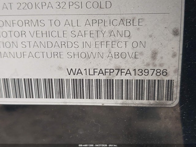 Продаж на аукціоні авто 2015 Audi Q5 2.0t Premium, vin: WA1LFAFP7FA139786, номер лоту: 44911388