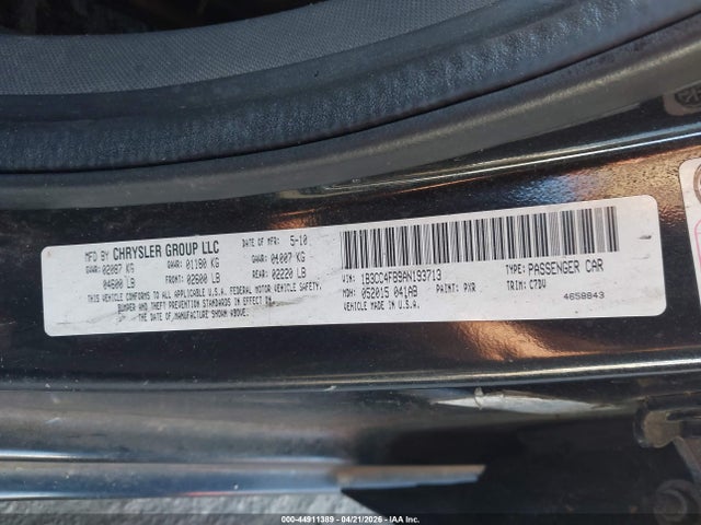 44911389 :رقم المزاد ، 1B3CC4FB9AN193713 vin ، 2010 Dodge Avenger Sxt مزاد بيع