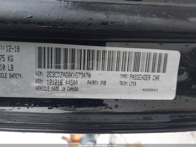 Aukcja sprzedaży 2019 Dodge Challenger Sxt, vin: 2C3CDZAG0KH573470, numer aukcji: 44911425