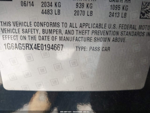 2014 Cadillac Ats Standard მანქანა იყიდება აუქციონზე, vin: 1G6AG5RX4E0194667, აუქციონის ნომერი: 44911431