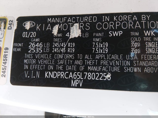 Продажа на аукционе авто 2020 Kia Sportage Sx Turbo, vin: KNDPRCA65L7802256, номер лота: 44911462