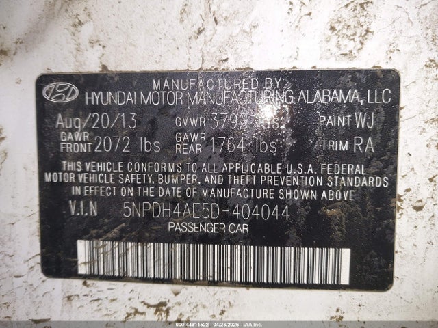 Aukcja sprzedaży 2013 Hyundai Elantra Gls, vin: 5NPDH4AE5DH404044, numer aukcji: 44911522