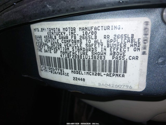 Aukcja sprzedaży 2001 Toyota Avalon Xl, vin: 4T1BF28B81U130283, numer aukcji: 44911529