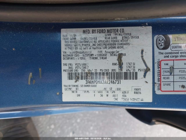 Продажа на аукционе авто 2010 Ford Fusion Se, vin: 3FAHP0HA2AR246731, номер лота: 44911549