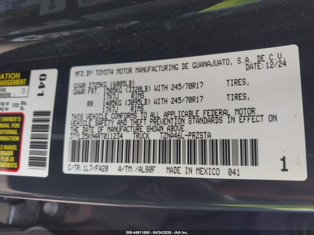Toyota Tacoma Sr 2024 3TYLD5KN4RT011234 Image 9