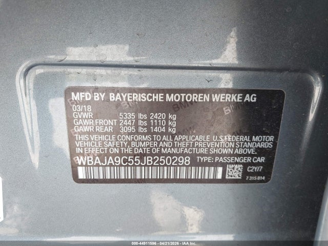 Продаж на аукціоні авто 2018 Bmw 530e Iperformance, vin: WBAJA9C55JB250298, номер лоту: 44911596