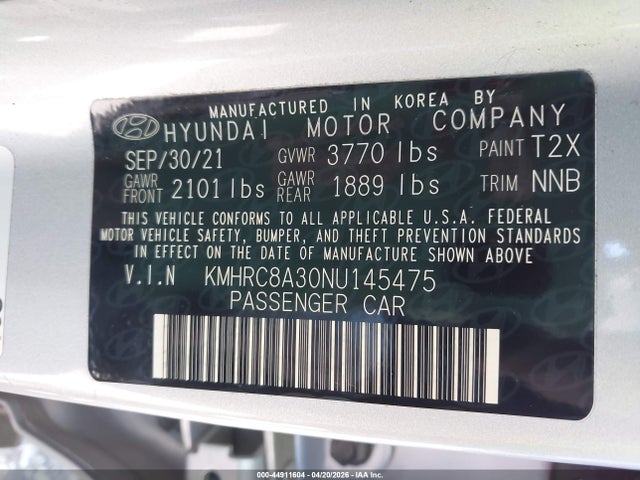 Продажа на аукционе авто 2022 Hyundai Venue Sel, vin: KMHRC8A30NU145475, номер лота: 44911604