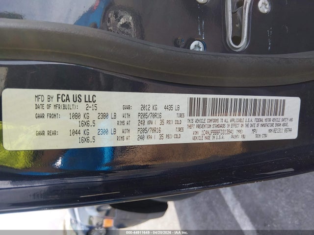 2015 Jeep Patriot Sport მანქანა იყიდება აუქციონზე, vin: 1C4NJPBB8FD313941, აუქციონის ნომერი: 44911649