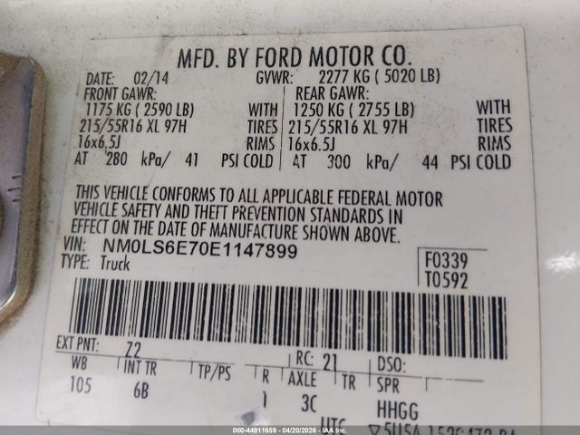 Ford Transit Connect Xl 2014 NM0LS6E70E1147899 Image 9