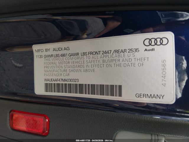 WAUEAAF47MA030323 Audi A4 Premium Plus 45 Tfsi S Line Quattro S Tronic