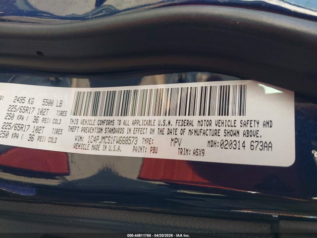 Продажа на аукционе авто 2015 Jeep Cherokee Latitude, vin: 1C4PJMCS1FW668573, номер лота: 44911768