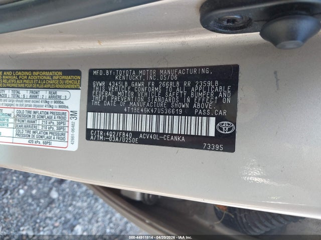 Aukcja sprzedaży 2007 Toyota Camry Le, vin: 4T1BE46K47U536619, numer aukcji: 44911814