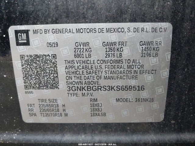Продаж на аукціоні авто 2019 Chevrolet Blazer, vin: 3GNKBGRS3KS659516, номер лоту: 44911821