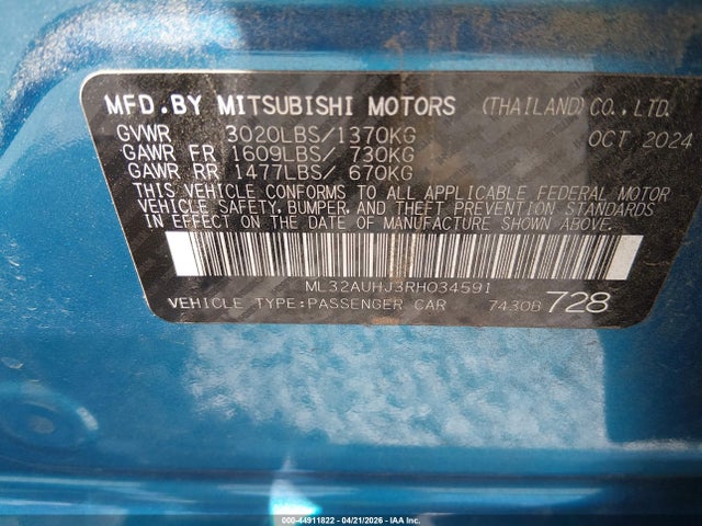 2024 MITSUBISHI MIRAGE ML32AUHJ3RH034591 Photo 8