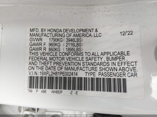 19XFL2H81PE002414 Honda Civic Sport