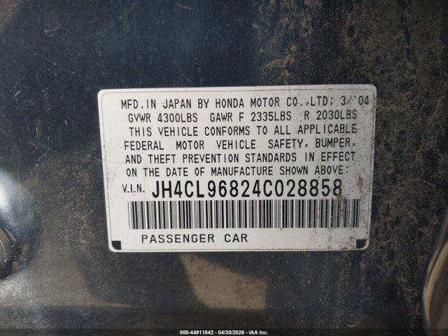 Продаж на аукціоні авто 2004 Acura Tsx, vin: JH4CL96824C028858, номер лоту: 44911842