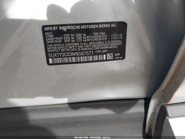 Продажа на аукционе авто 2021 Bmw X3 Sdrive30i, vin: 5UXTY3C03M9G67571, номер лота: 44911856