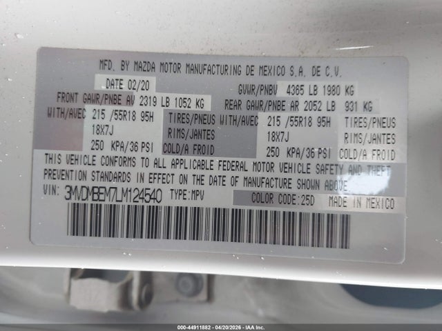 Продажа на аукционе авто 2020 Mazda Cx-30 Premium Package, vin: 3MVDMBEM7LM124540, номер лота: 44911882
