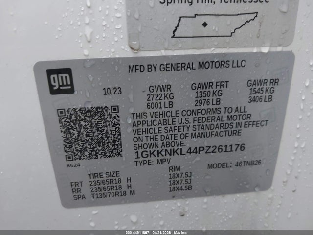 1GKKNKL44PZ261176 GMC Acadia Fwd Sle