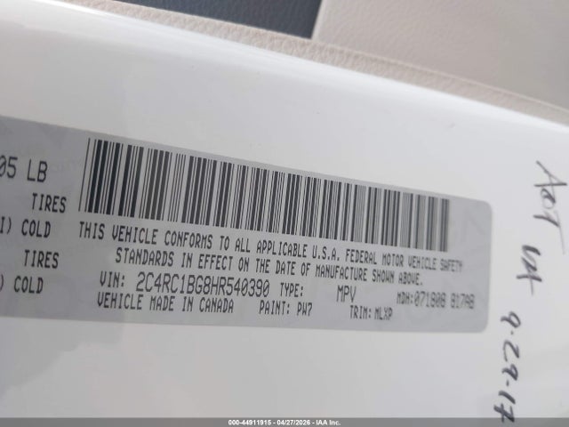 2C4RC1BG8HR540390 Chrysler Pacifica Touring-l