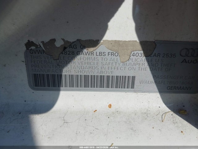 44911919 :رقم المزاد ، WAUHFAFL7BN018068 vin ، 2011 Audi A4 2.0t Premium مزاد بيع