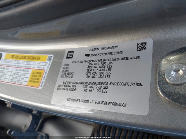 1GNSKCKDXRR132946 Chevrolet Suburban 4wd Lt