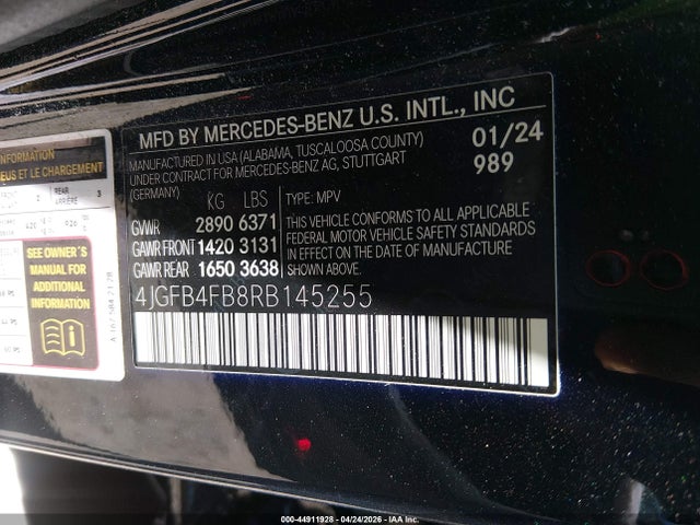 44911928 :رقم المزاد ، 4JGFB4FB8RB145255 vin ، 2024 Mercedes-benz Gle 350 4matic مزاد بيع