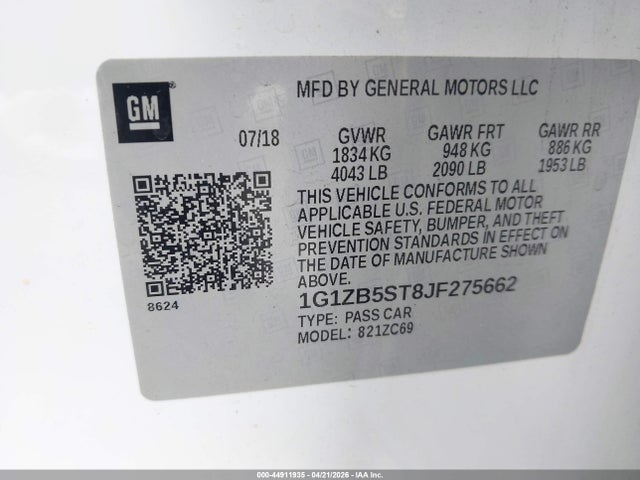 1G1ZB5ST8JF275662 Chevrolet Malibu 1ls