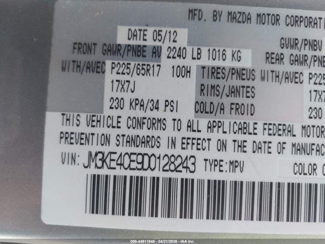 Aukcja sprzedaży 2013 Mazda Cx-5 Touring, vin: JM3KE4CE9D0128243, numer aukcji: 44911946