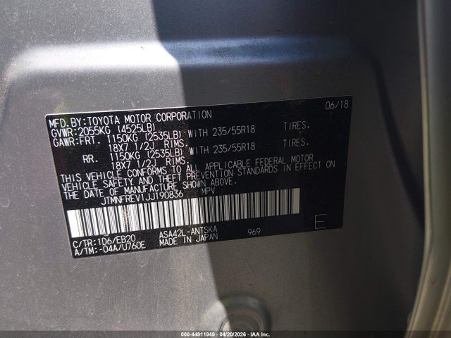 2018 Toyota Rav4 Se მანქანა იყიდება აუქციონზე, vin: JTMNFREV1JJ190836, აუქციონის ნომერი: 44911949