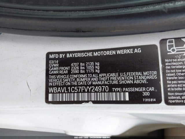 2015 Bmw X1 Xdrive28i მანქანა იყიდება აუქციონზე, vin: WBAVL1C57FVY24970, აუქციონის ნომერი: 44911969