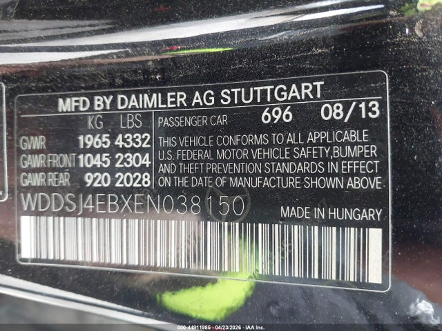44911985 :رقم المزاد ، WDDSJ4EBXEN038150 vin ، 2014 Mercedes-benz Cla 250 مزاد بيع