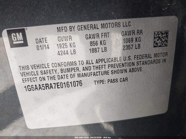 2014 Cadillac Ats Standard მანქანა იყიდება აუქციონზე, vin: 1G6AA5RA7E0161076, აუქციონის ნომერი: 44912020