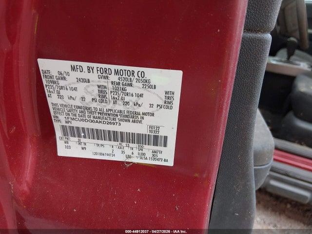 Aukcja sprzedaży 2010 Ford Escape Xlt, vin: 1FMCU0DG0AKD26973, numer aukcji: 44912037