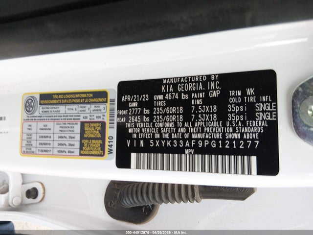 Aukcja sprzedaży 2023 Kia Sportage Ex, vin: 5XYK33AF9PG121277, numer aukcji: 44912075
