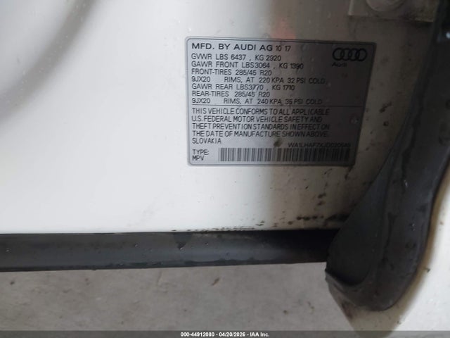 Aukcja sprzedaży 2018 Audi Q7 2.0t Premium, vin: WA1LHAF7XJD020549, numer aukcji: 44912080