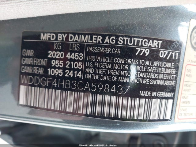 44912094 :رقم المزاد ، WDDGF4HB3CA598437 vin ، 2012 Mercedes-benz C 250 Luxury/sport مزاد بيع