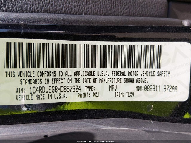 Продаж на аукціоні авто 2017 Dodge Durango Citadel Awd, vin: 1C4RDJEG8HC657324, номер лоту: 44912142