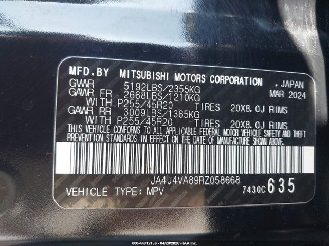 2024 MITSUBISHI OUTLANDER JA4J4VA89RZ058668 Photo 8