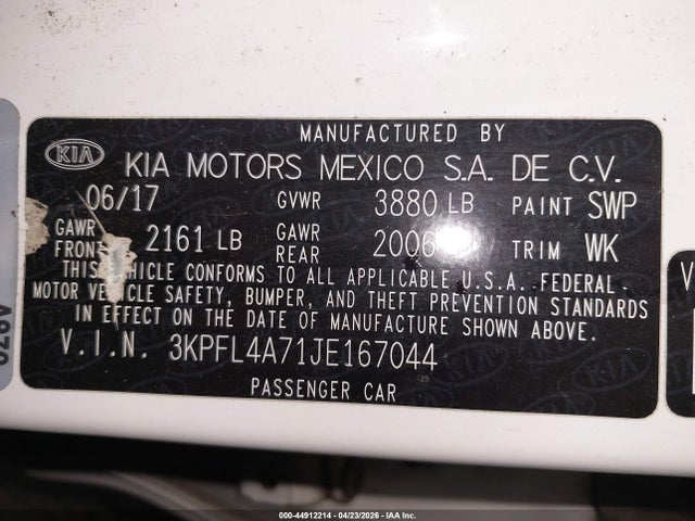 Aukcja sprzedaży 2018 Kia Forte Lx, vin: 3KPFL4A71JE167044, numer aukcji: 44912214