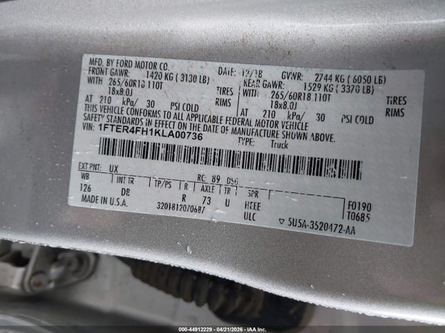 Ford Ranger Lariat 2019 1FTER4FH1KLA00736 Image 9