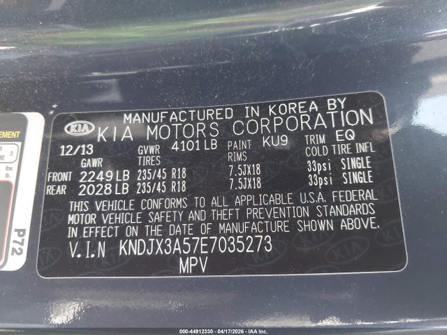 Продаж на аукціоні авто 2014 Kia Soul !, vin: KNDJX3A57E7035273, номер лоту: 44912330