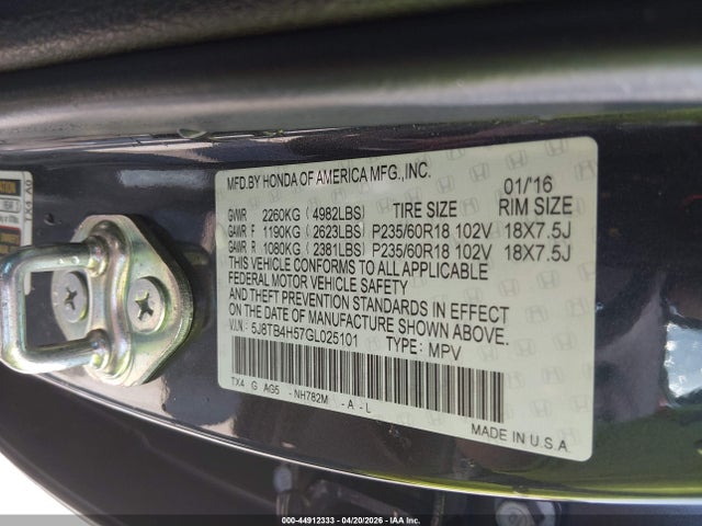 Продаж на аукціоні авто 2016 Acura Rdx Technology   Acurawatch Plus Packages/technology Package, vin: 5J8TB4H57GL025101, номер лоту: 44912333