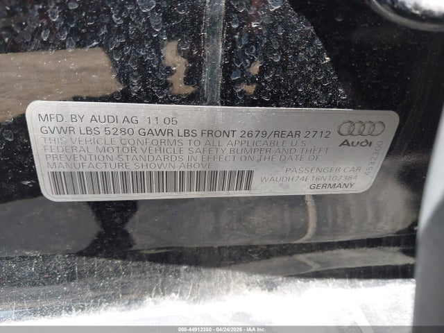 Aukcja sprzedaży 2006 Audi A6 3.2, vin: WAUDH74F16N102384, numer aukcji: 44912350