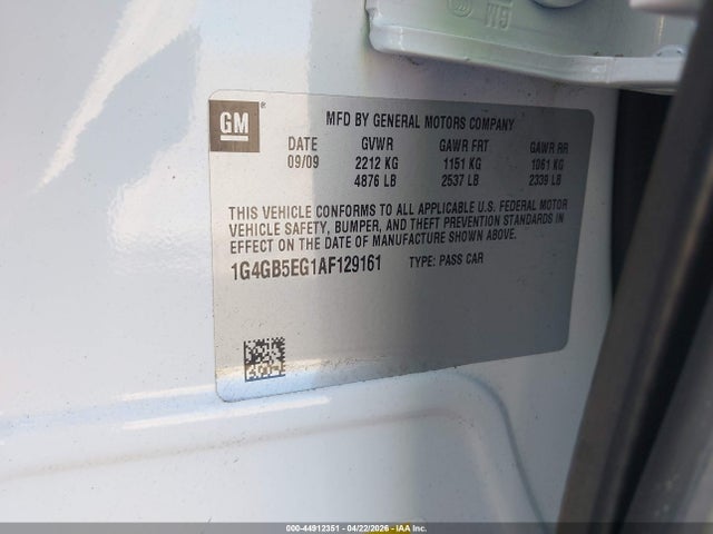 2010 Buick Lacrosse Cx მანქანა იყიდება აუქციონზე, vin: 1G4GB5EG1AF129161, აუქციონის ნომერი: 44912351