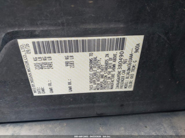 44912403 :رقم المزاد ، 1N4AA6AP0HC380490 vin ، 2017 Nissan Maxima 3.5 S مزاد بيع