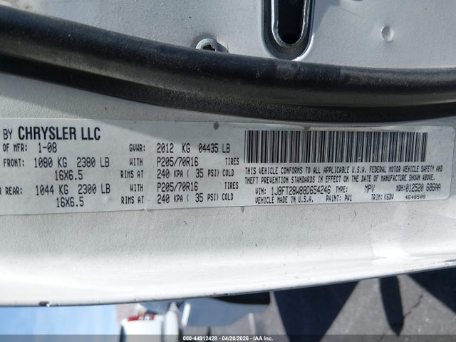 2008 Jeep Patriot Sport მანქანა იყიდება აუქციონზე, vin: 1J8FT28W88D654246, აუქციონის ნომერი: 44912428